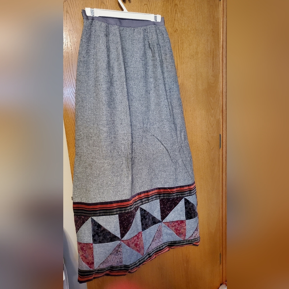 Vintage Maxi Skirt Womens  Gray Wool Blend Quilt Style *See Description